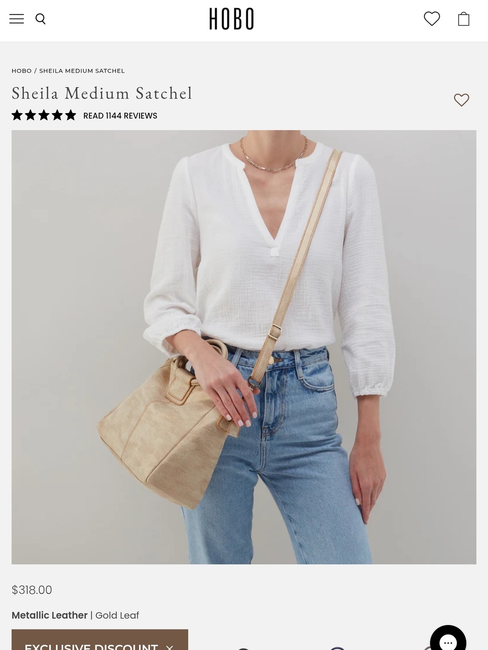 Hobo Sheila Medium Satchel — Gold Leaf